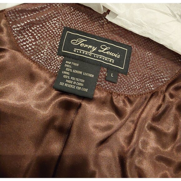 NEW Terry Lewis Women's Brown Snakeskin Style Zip Up Leather Jacket. Large - Picture 7 of 16